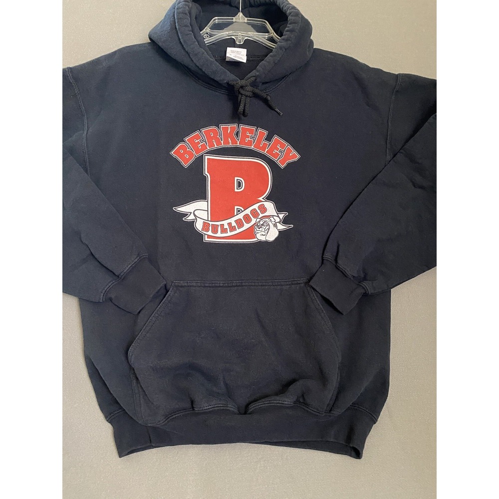 Y2K Berkeley Bulldogs Sweatshirt Adult Medium Black Red College Hoodie Football - Picture 2 of 10